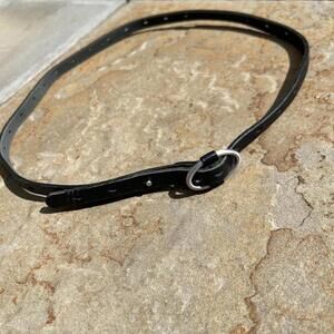 Y2K Black Thin Grain Leather Belt